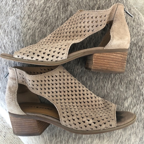 Lucky Brand suede open toe laser cut bootie size 8.5 - Picture 3 of 6